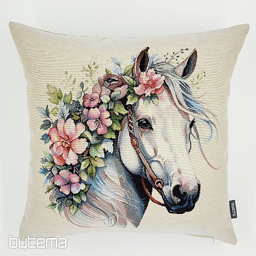 Funda de almohada tapiz CABALLO BLANCO CON FLORES