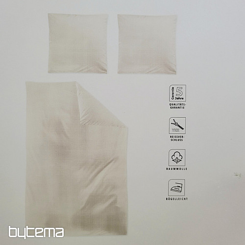 IRISETTE satén de algodón de lujo CUADROS BEIGE BLANCO