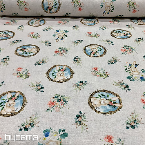 Tela decorativa CONEJO DE PASCUA con rosa