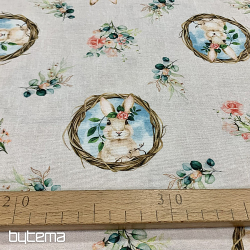 Tela decorativa CONEJO DE PASCUA con rosa