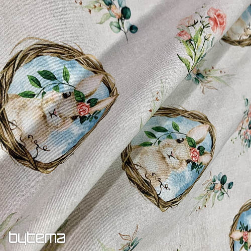 Tela decorativa CONEJO DE PASCUA con rosa