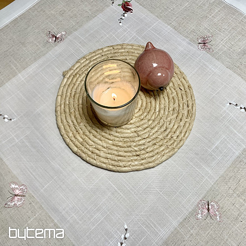 Mantel y bufanda bordados Rosas y gatitos