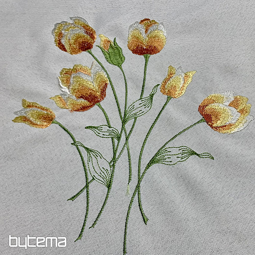 Mantel y bufanda bordados TULIPANES naranja