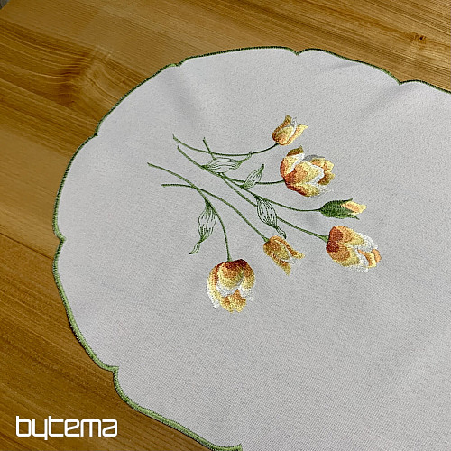 Mantel y bufanda bordados TULIPANES naranja