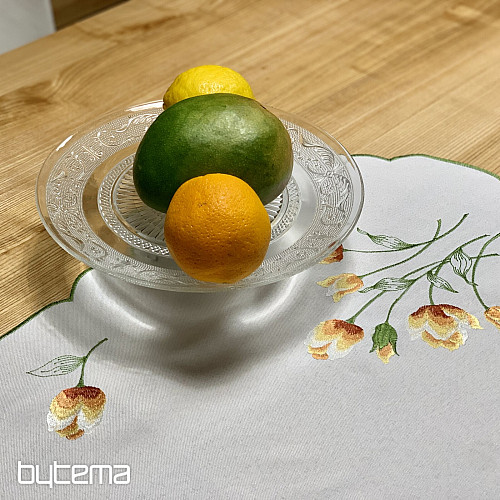 Mantel y bufanda bordados TULIPANES naranja