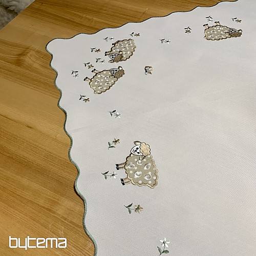 Mantel y bufanda bordados CORDEROS DE PASCUA