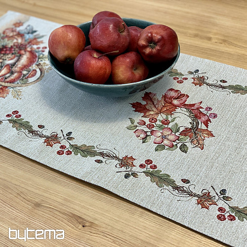 Mantel y pañuelo tapiz SETAS EN EL CARRITO