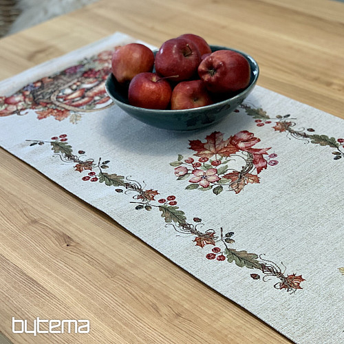 Mantel y pañuelo tapiz SETAS EN EL CARRITO