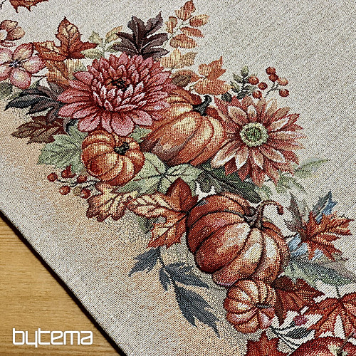 Mantel y pañuelo tapiz SETAS EN EL CARRITO