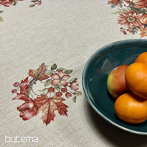 Mantel y pañuelo tapiz SETAS EN EL CARRITO