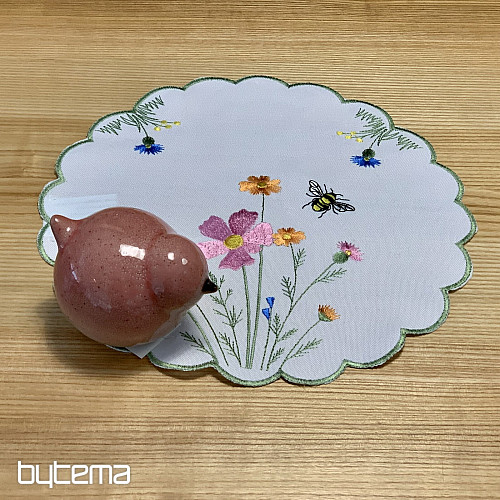 Mantel y bufanda bordados Prado y abejas