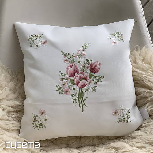 Funda decorativa bordada RAMO DE TULIPANES