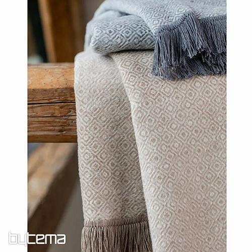 Manta VIENA ECRU con flecos