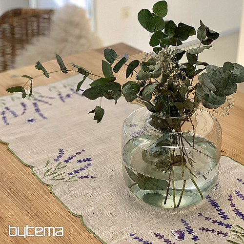 Mantel y bufanda bordados LAVANDA