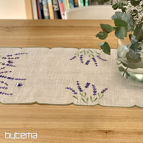 Mantel y bufanda bordados LAVANDA