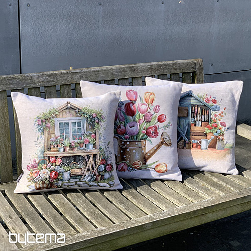 Funda de almohada tapiz REGADERA LLENA DE TULIPANES