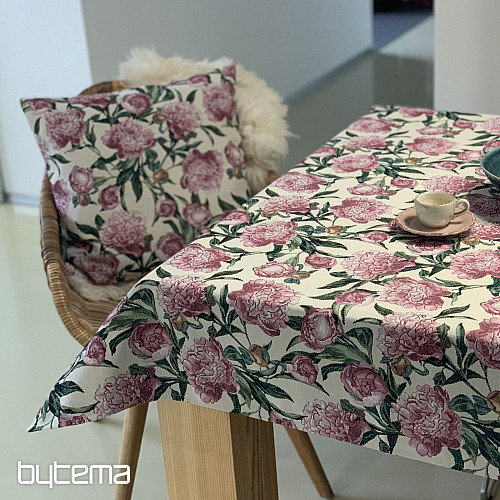 Mantel y bufanda PEONÍAS