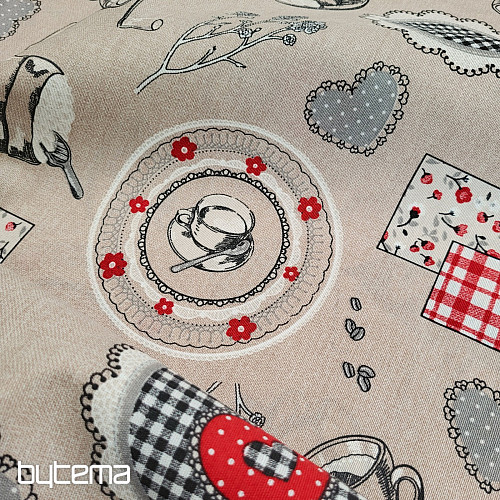 Tela decorativa con aroma a café.