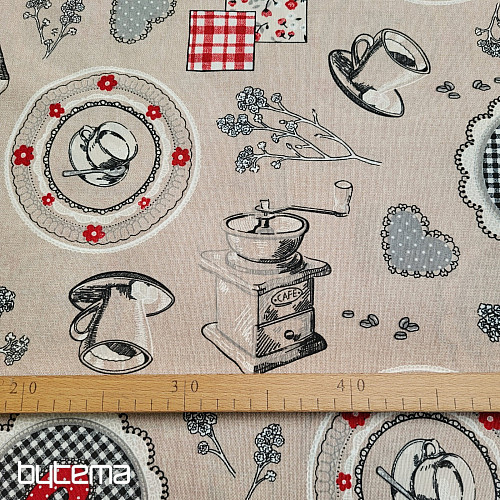 Tela decorativa con aroma a café.