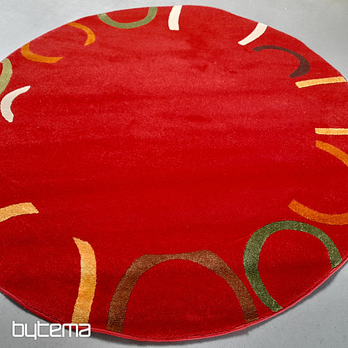Alfombra redonda Figaro de 200 x 200 cm, color rojo.