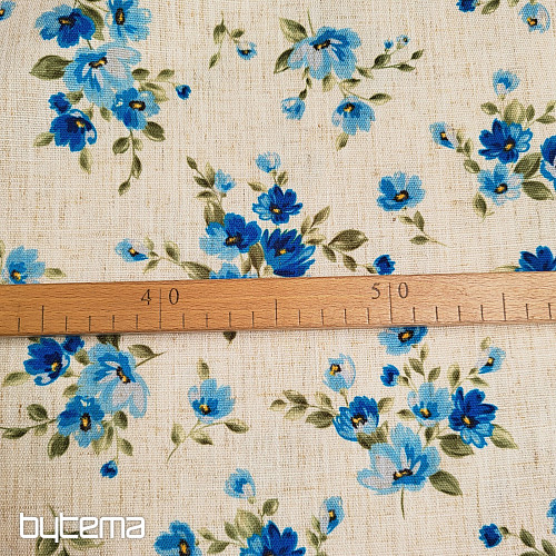 Tela decorativa FLORES LINO azul
