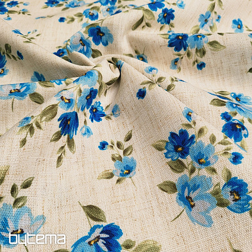 Tela decorativa FLORES LINO azul