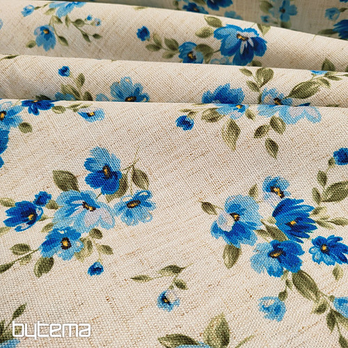 Tela decorativa FLORES LINO azul