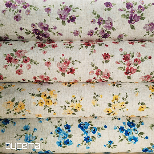 Tela decorativa FLORES LINO azul