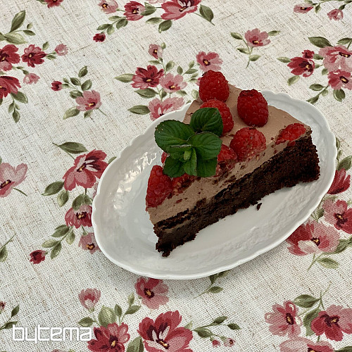 Mantel y bufanda FLOWERS LINO rojo