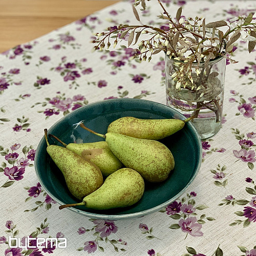 Mantel y bufanda FLOWERS LINO morado