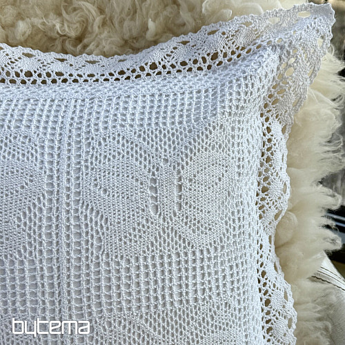 Funda de almohada decorativa de encaje con mariposa blanca