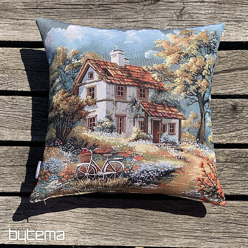 Funda de almohada de tapiz CASA Y BICICLETA