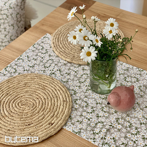 Mantel y bufanda FLORES BLANCAS