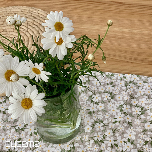 Mantel y bufanda FLORES BLANCAS