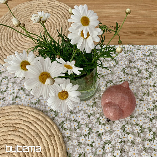 Mantel y bufanda FLORES BLANCAS