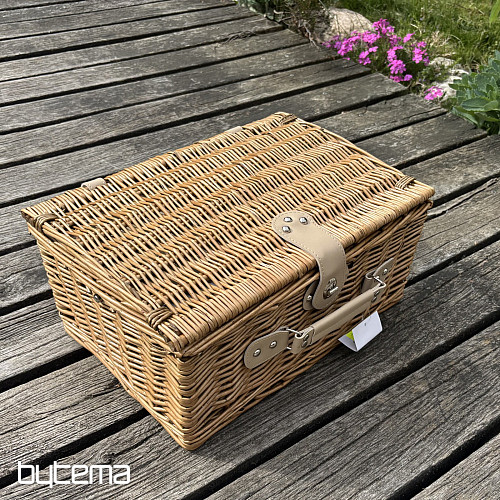 Cesta de picnic GARDEN color beige a cuadros para 4 personas