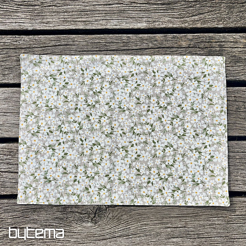 Mantel y bufanda FLORES BLANCAS
