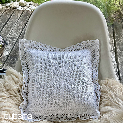 Funda decorativa de encaje blanco