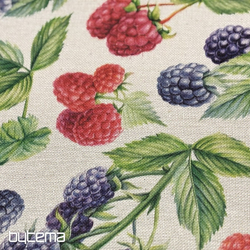 Mantel con estampado de frambuesas y moras.