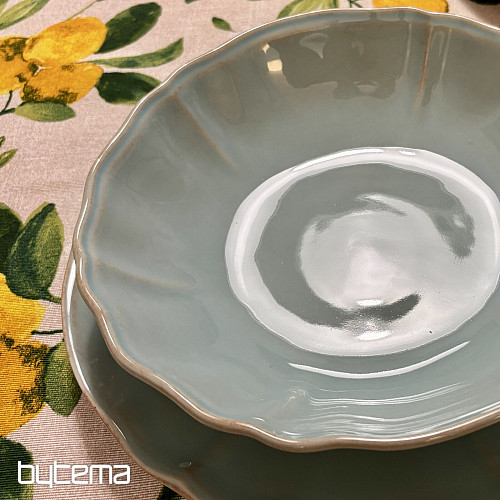 Plato hondo ALENTEJO de 23 cm, color turquesa.