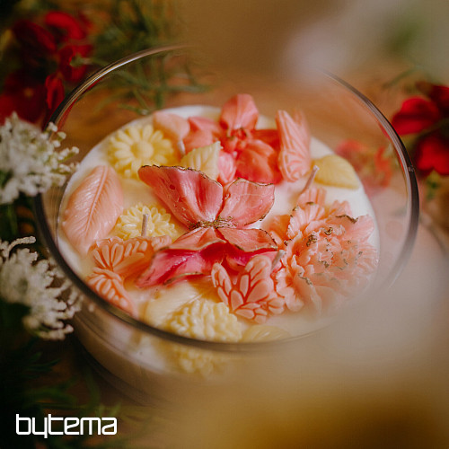 Vela aromática con forma de flor "Sinfonía de Mariposa" con tapa.