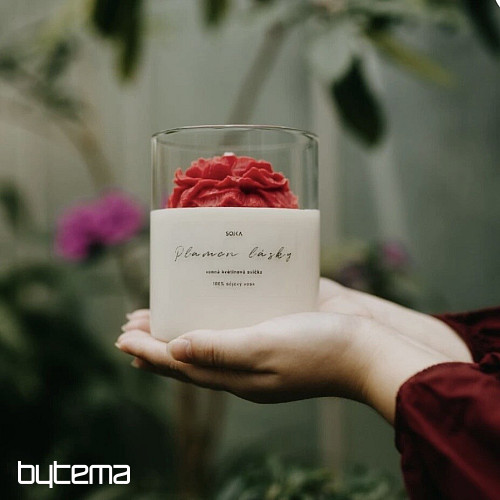 Vela aromática con forma de flor "LLAMA DE AMOR" con tapa.