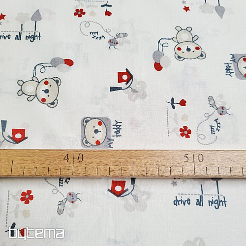 Tela infantil OSITO DE PELUCHE rojo