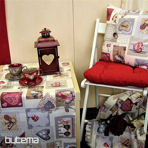 Tela decorativa CORAZÓN SHABBY burdeos