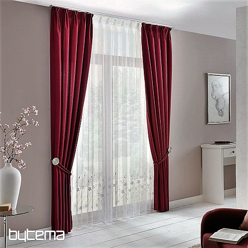 Cortina de lujo bordada GERSTER 11443 blanco - beige