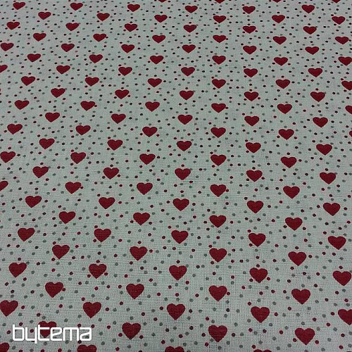 Tela de algodón MINI HEART 04 rojo, corazón gris