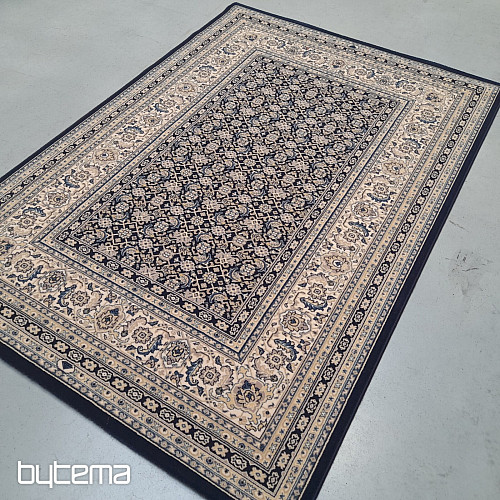 Alfombra clásica de lana ORIENT con estampado azul en toda su superficie