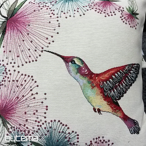 Funda de cojín tapiz COLIBRÍ FLOR MORADA