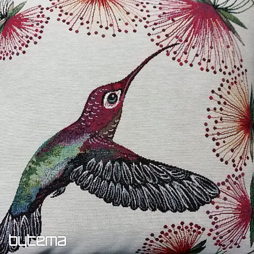 Funda de cojín tapiz COLIBRÍ FLOR ROJA