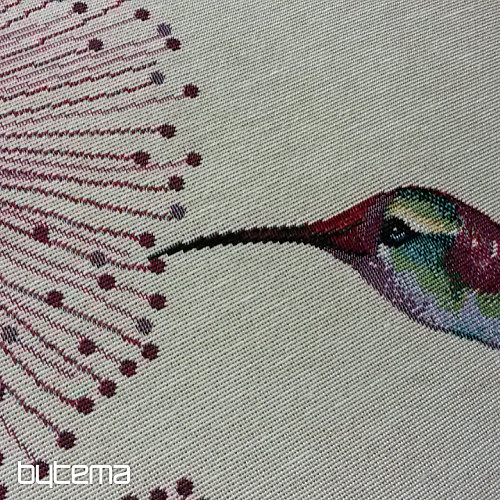 Funda de cojín tapiz COLIBRÍ FLOR MORADA